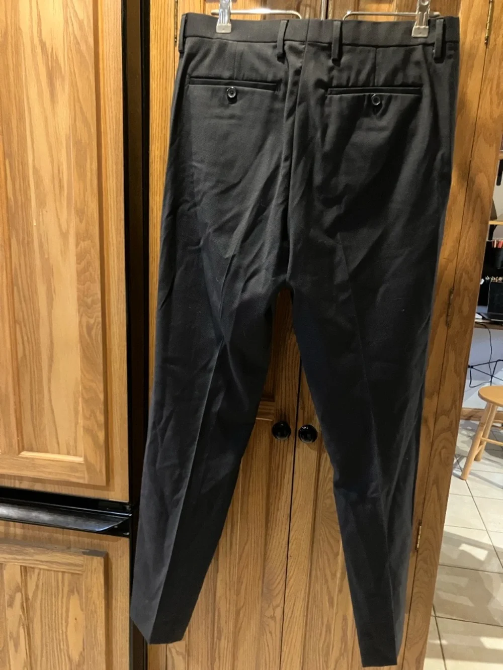 Men's Black Wool Dress Pants, 32x34